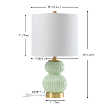Daphne 20" Ribbed Metal/Glass LED Table Lamp